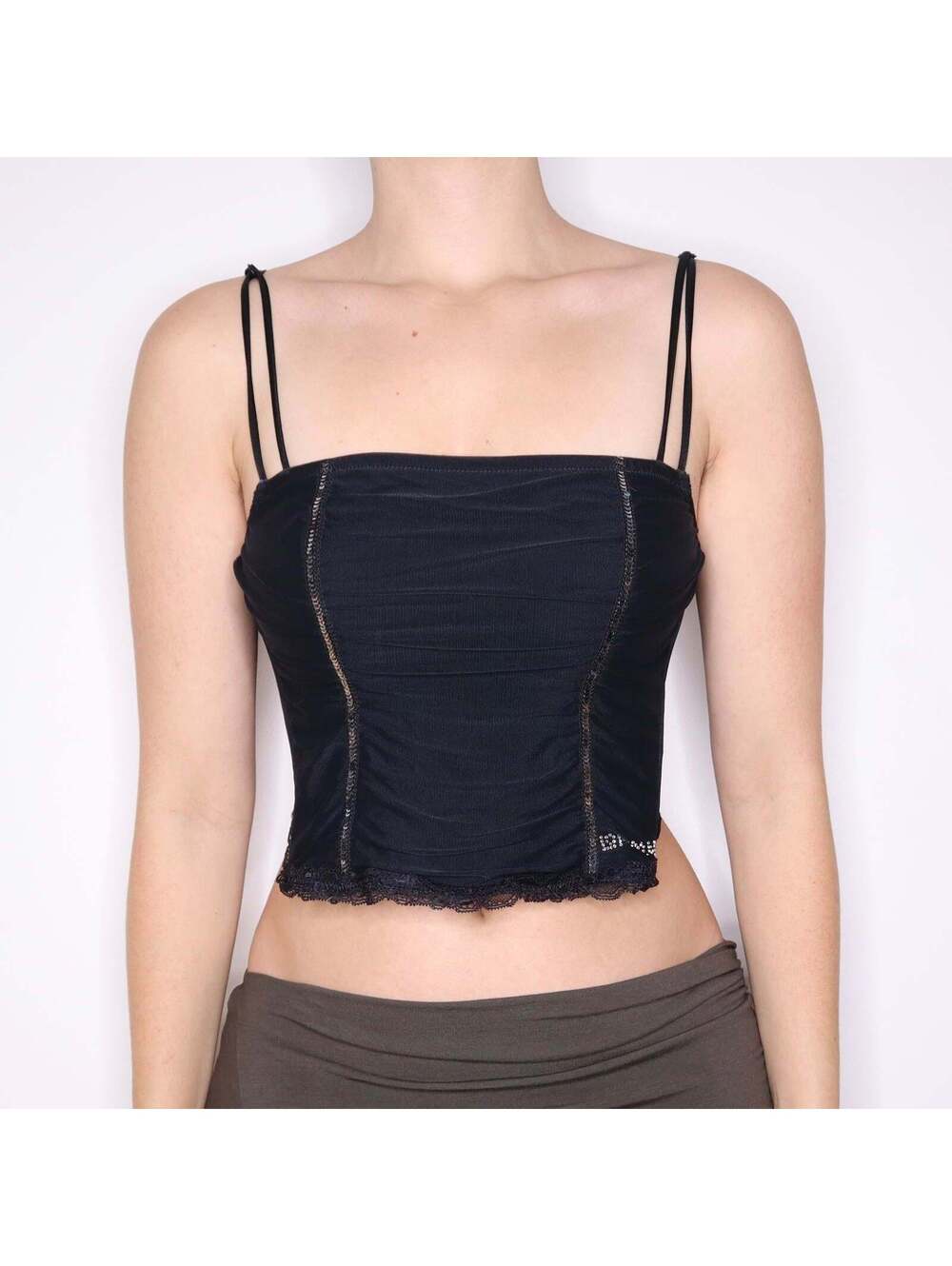 90s Italian Black Mesh Corset (S)